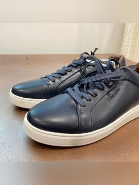 Calvin Klein Men's Lace Up Sneaker Blue/White Solid Logo US 13 M EU 47